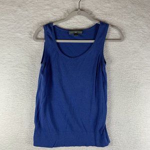 Josephine Chaus Tank Top Women's Small Blue Silk Scoop Neck Fitted Pullover 7453